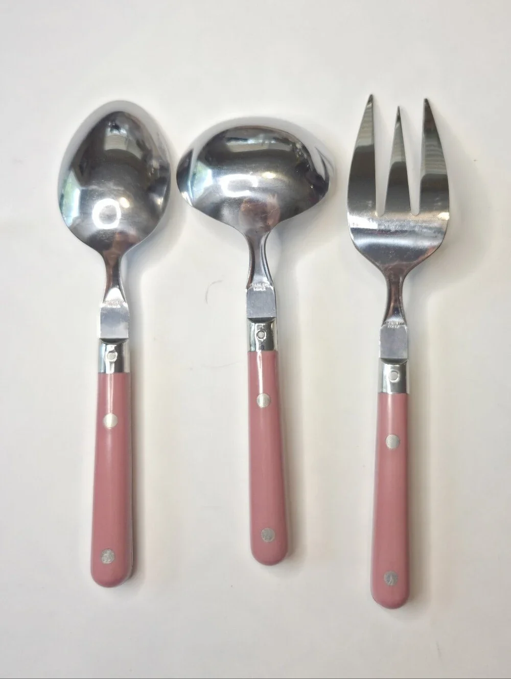 Washington Forge MARDI GRAS Stainless MAUVE Serving Set Fork Ladle Spoon